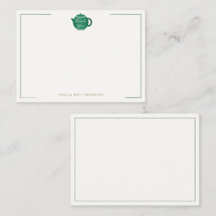 Emerald Guld Tea Pot Elegant bröllop par Anteckningskort