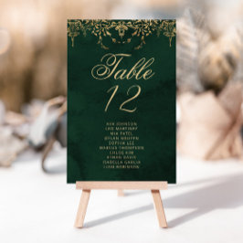 Emerald Guld Victorian Bord sätesdiagramkort Bordsnummer