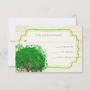 Emerald Heart Löv Träd Barn Wood Bröllop OSA Kort