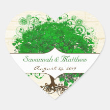 Emerald Heart Löv Träd Barn Wood Bröllop Seal