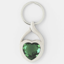 Emerald Heart Twisted Heart Silverfärgad Nyckelring