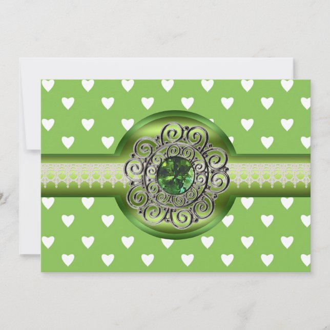 Emerald Hearts Festinbjudan Inbjudningar (Framsida)