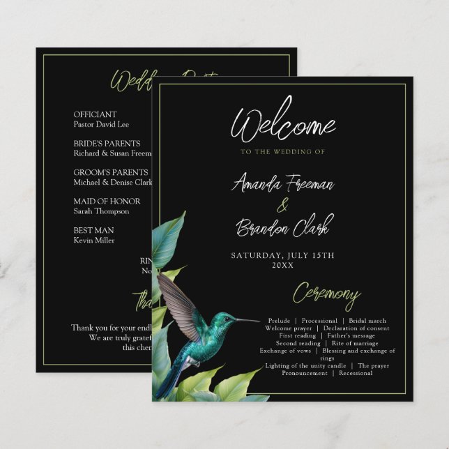 Emerald Hummingbird Tropical Löv Bröllop (Fram/baksida)