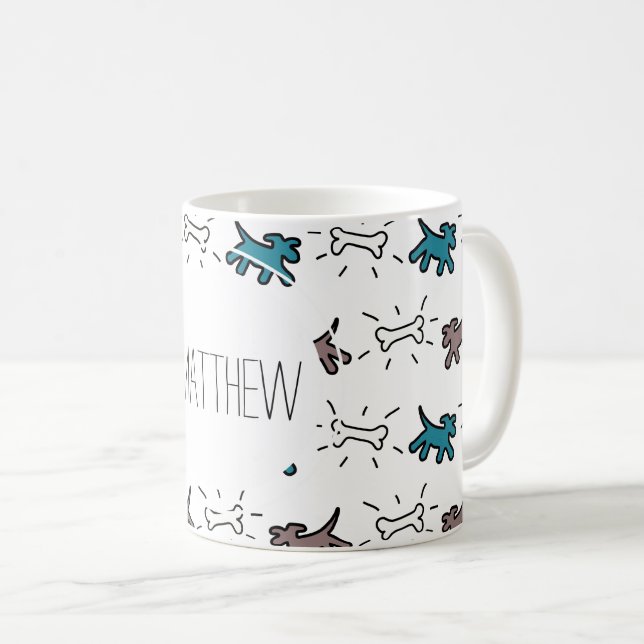 Emerald Hund Bone Graffiti Stil Personlig mugg (Framsida höger)