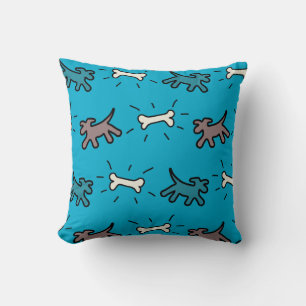 Emerald Hundar och Bones Graffiti Stil Blue Pillow Kudde