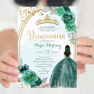 Emerald & Hunter Grönt Ro 1 Mis Quince Inbjudningar