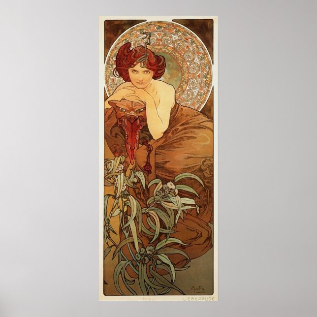 Emerald Illustration av Alphonse Mucha Poster (Framsidan)