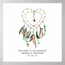 Emerald Indisk Tribal Boho Bröllops Välkomst Poster