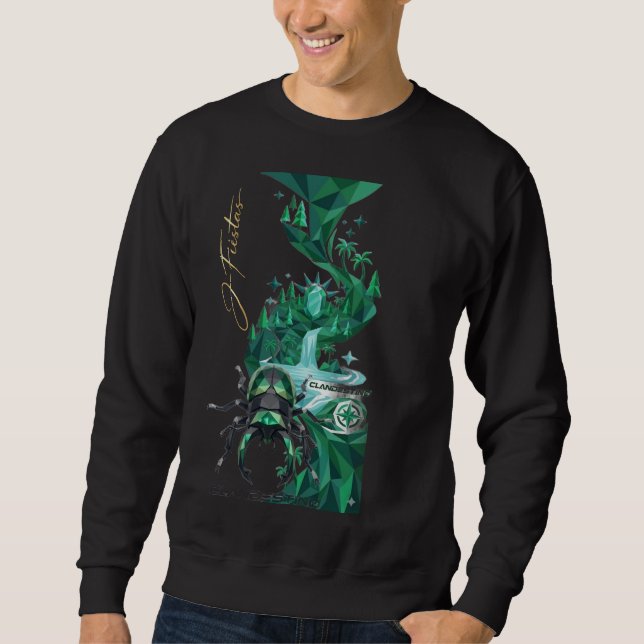 “Emerald Island Beetle – Nature-Inspired Black Lon Lång Ärmad Tröja (Framsida)