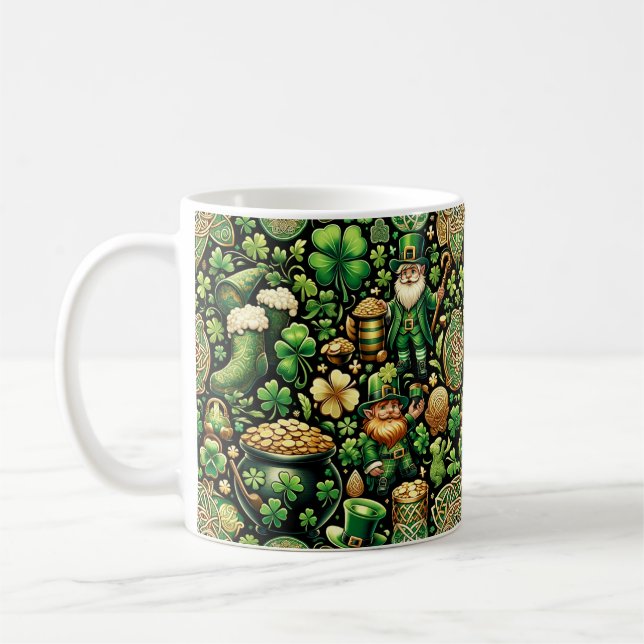 Emerald Isle Charm: Seamless St. Patrick's Day Pat Kaffemugg (Vänster)