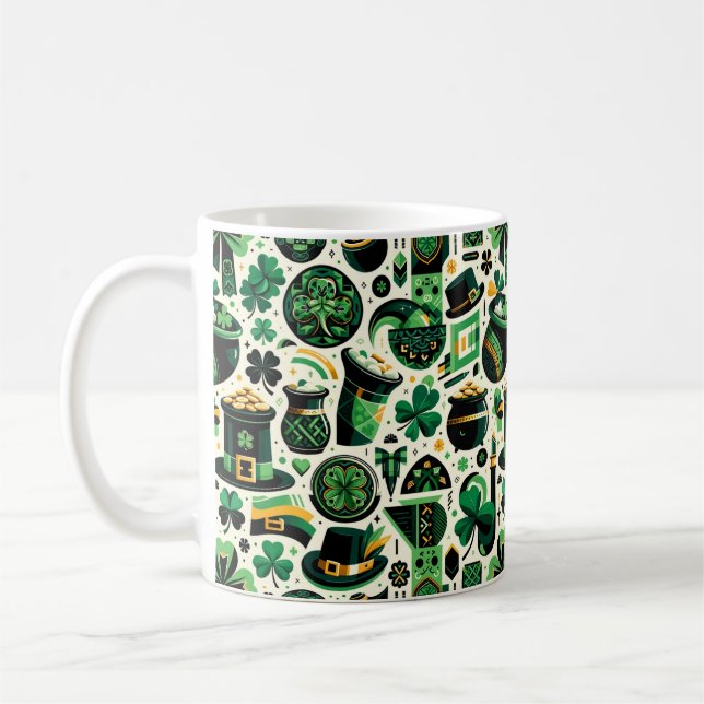 Emerald Isle Charm: Seamless St. Patrick's Day Pat Kaffemugg (Vänster)