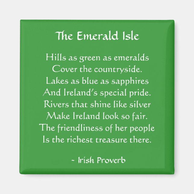 Emerald Isle Irish Proverb Magnet (Framsidan)
