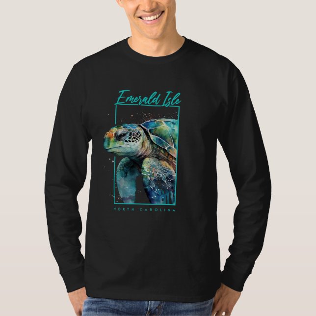 Emerald Isle NC Souvenir Sea Turtle Portrait T Shirt (Framsida)