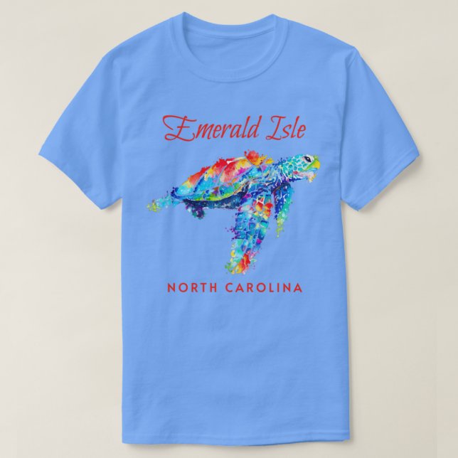 Emerald Isle North Carolina Watercolor Sea Turtle T Shirt (Design framsida)