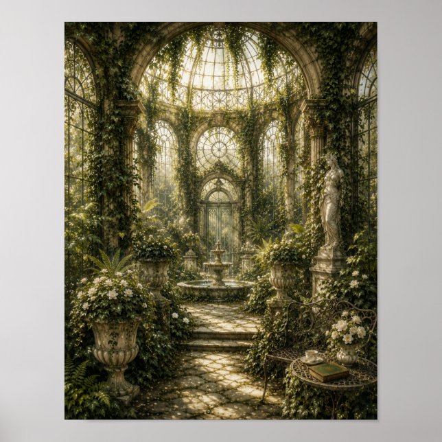 Emerald Ivy Conservatory Vintage Botanisk Vägg Poster (Framsidan)