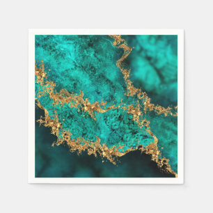 Emerald Jade Guld Splatter Abstrakt Pappersservett