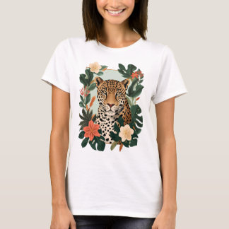 Emerald Jaguar Tropical Botanical Women’s T-Shirt
