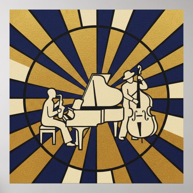 Emerald Jazz Diva Poster Green and Gold Music Art (Framsidan)