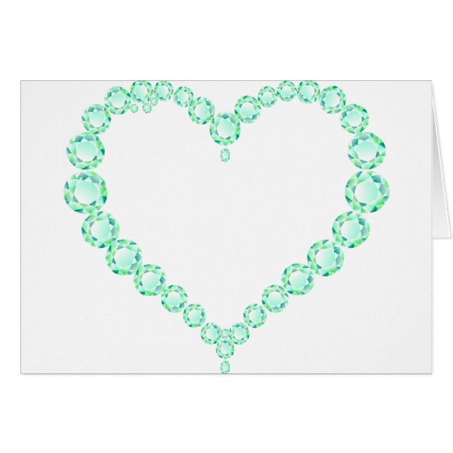 Emerald Jewel Heart Hälsningskort (Framsidan Horizontal)