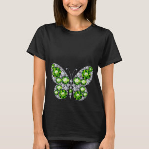 Emerald Jewels Rhinestone Butterfly Women's Top T Shirt