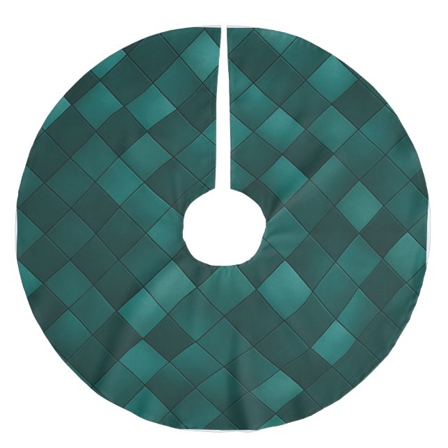 Emerald Kakelmönster – Modern Lyx Julgransmatta Borstad Polyester (Framsidan)