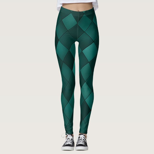 Emerald Kakelmönster – Modern Lyx Leggings (Framsida)