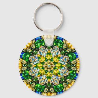 Emerald Kaleidoscope Mandala – Sparkling Keychain Nyckelring