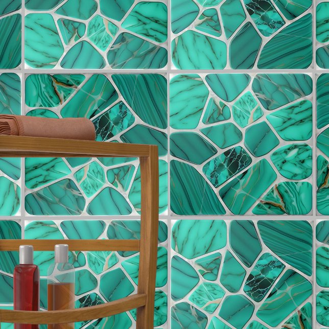 Emerald Kusten Marble Mosaic cells abstrakt art Kakelplatta (Skapare uppladdad)
