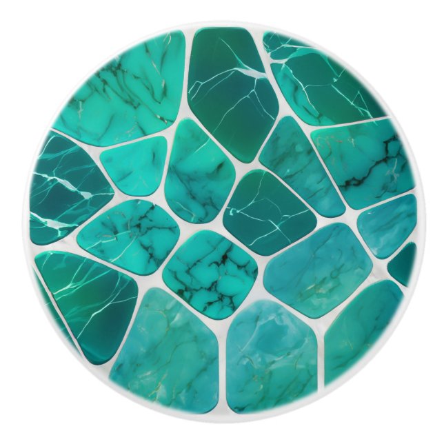 Emerald Kusten Marble Mosaic cells abstrakt art Knopp (Framsidan)