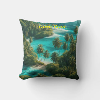 "Emerald Kusten Serenity: Grönt Beach Pillow Desig Kudde