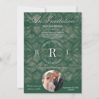 Emerald Lake Höst Muscadine Monogram Anpassad Bild Inbjudningar