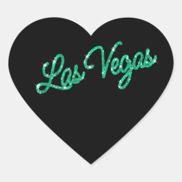 Emerald Las Vegas Sparkles Sticker Hjärtformat Klistermärke