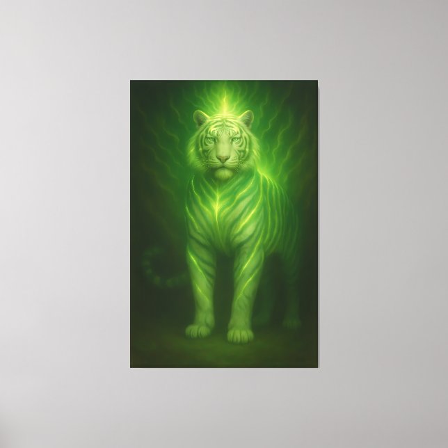 Emerald Light Guardian White Tiger – Standing Divi Canvastryck (Framsida)