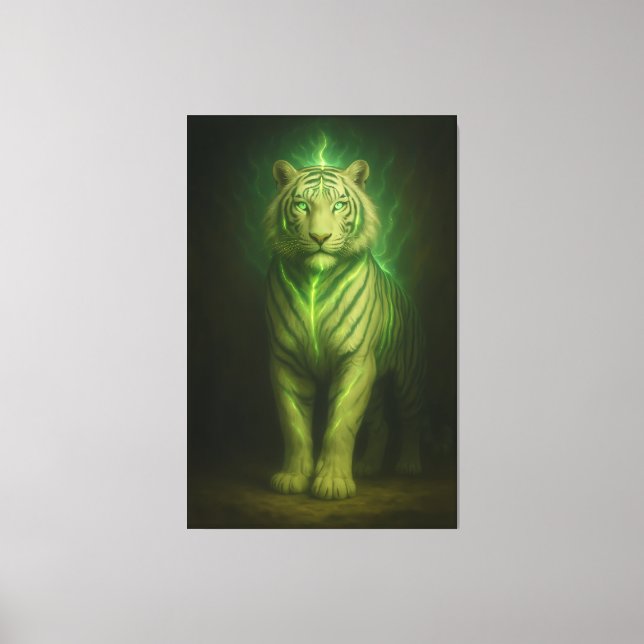 Emerald Lightcore White Tiger – Divine Stance Canvastryck (Framsida)