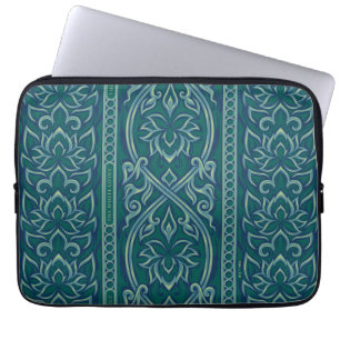 Emerald Lotus Tapestry Mönster - White Lotus Laptop Fodral