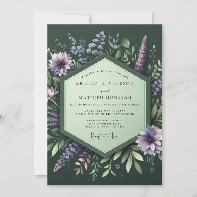 Emerald Lupine Meadow Wedding Inbjudningar (Framsida)