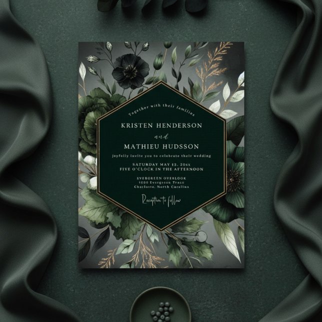 Emerald Lush Woodland Wedding Inbjudningar (Skapare uppladdad)