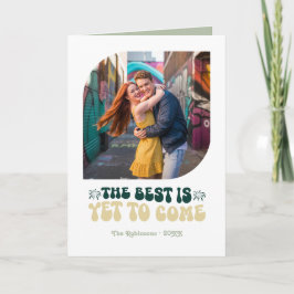 Emerald Luxe Champagne Retro Nyår Foto Helgkort