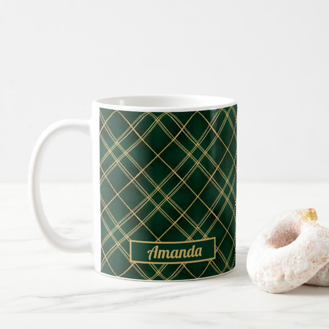 Emerald Luxe Tartan Julmugg Kaffemugg (Med munk)