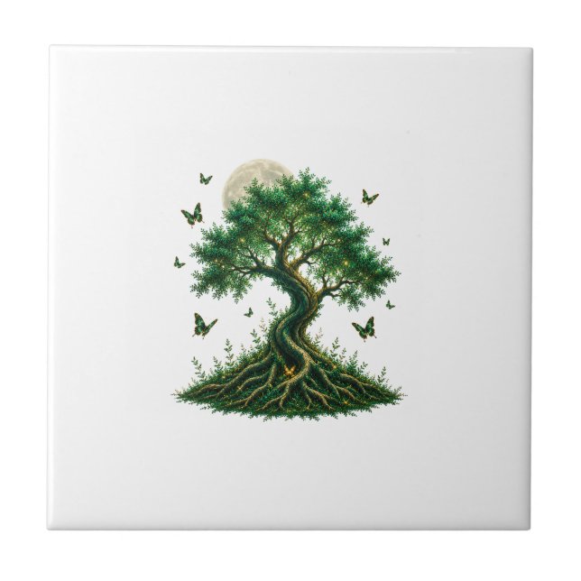emerald magic tree latte mug kakelplatta (Framsidan)