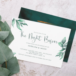 Emerald Marble & Guld Greenery Rehearsal Dinner Inbjudningar