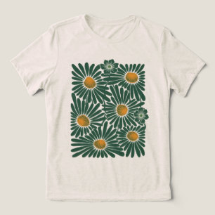 Emerald Meadow Dam Abstrakta Blommor T‑Shirt Tri T Shirt