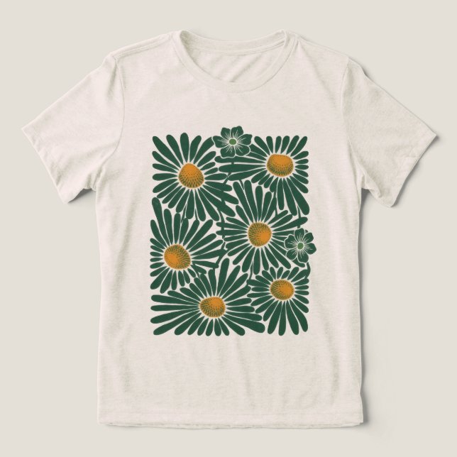 Emerald Meadow Dam Abstrakta Blommor T‑Shirt Tri T Shirt (Design Framsida)