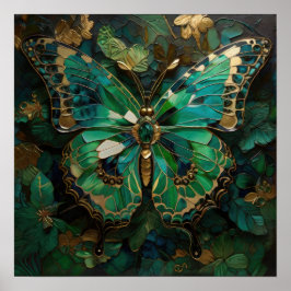Emerald Metamorfos - 3D Butterfly Modern Art Poster