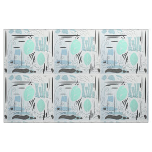 Emerald Mid Century Modern Blommigt Abstrakt Möns Tyg