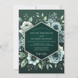 Emerald Midnight Bloom Bröllop Inbjudningar
