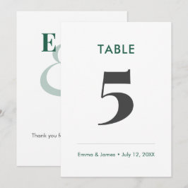 Emerald Minimalist Et-tecken | Bordnummer Inbjudningar