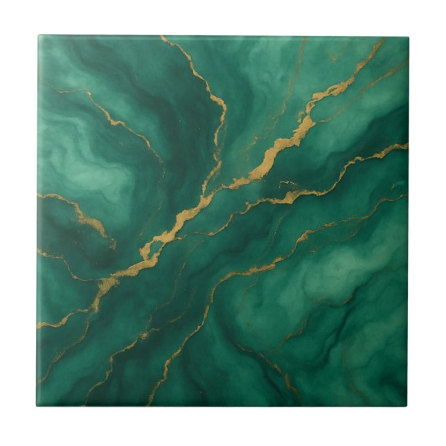 Emerald Mist and Gold Vein Marble Effect Kakelplatta (Framsidan)