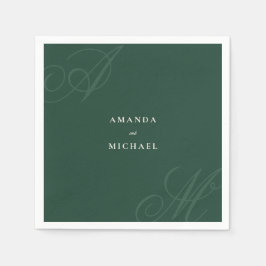 Emerald Modern Kant Elegant Monogram Bröllop Pappersservett
