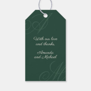 Emerald Modern Kant Elegant Monogram Bröllop Presentetikett